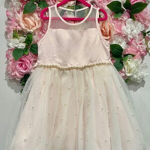 American Princess Girls Pastel Pink & Champagne Dress Size 8